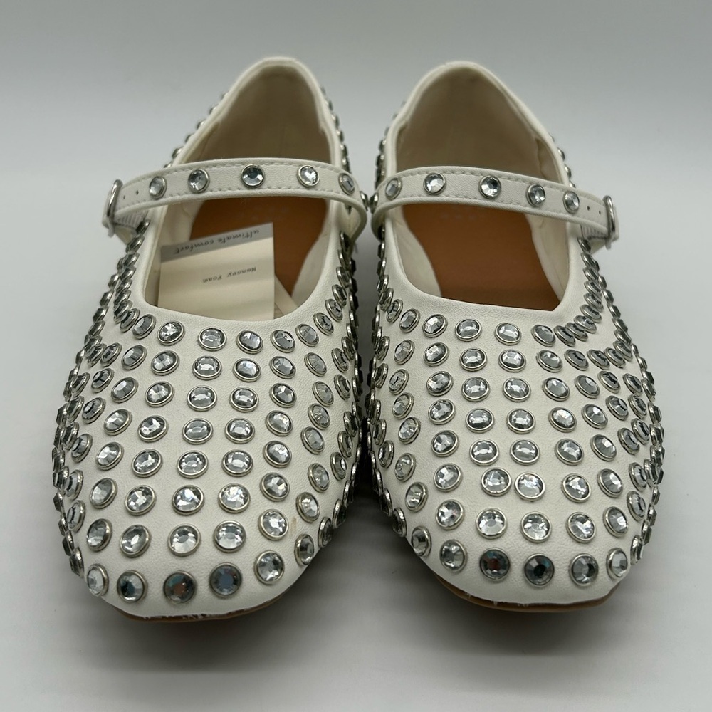 A New Day Issa Flats White Studded Mary Jane Shoes Vegan | Size 8 | New With Box - Picture 6 of 12